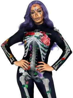 Funidelia 3D-skelet Met Bloemen Kostuum Voor Vrouwen -🎃 Halloween Winkel 3d skelet met bloemen kostuum voor vrouwen 6