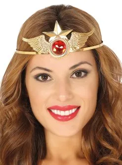 Funidelia Gouden Superheld Haarband Met Robijn