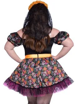 Funidelia Kleurrijk La Catrina-kostuum Voor Dames Grote Maat -🎃 Halloween Winkel kleurrijk la catrina kostuum voor dames grote maat 3