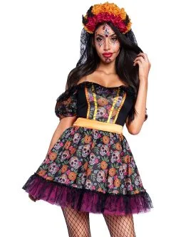 Funidelia La Catrina Kleurrijk Kostuum Voor Vrouwen -🎃 Halloween Winkel la catrina kleurrijk kostuum voor vrouwen 2