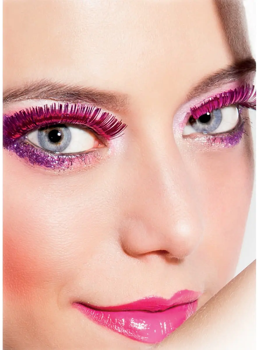 Funidelia Metallic Roze Wimpers Voor Vrouw 2 Funidelia Metallic Roze Wimpers Voor Vrouw - Afbeelding 2
